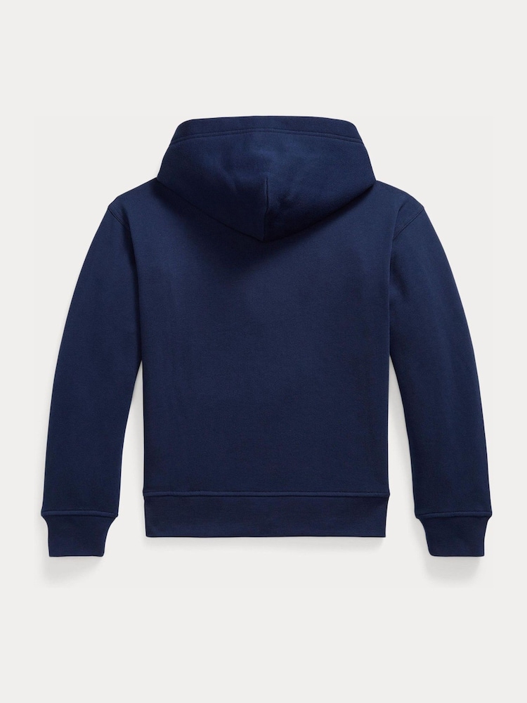 Polo Ralph Lauren Blue Collegiate Logo Jersey Hoodie - Image 2 of 2 Polo Ralph Lauren Blue Collegiate Logo Jersey Hoodie - Image 2 of 2