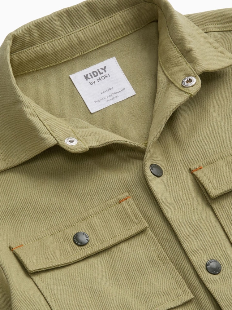 KIDLY by MORI Green Sage Soft Twill Button Down Boilersuit Jumpsuit - Image 3 of 3