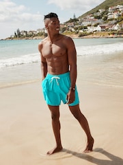 Turquoise Blue Plain Essential Swim Shorts - Image 2 of 8