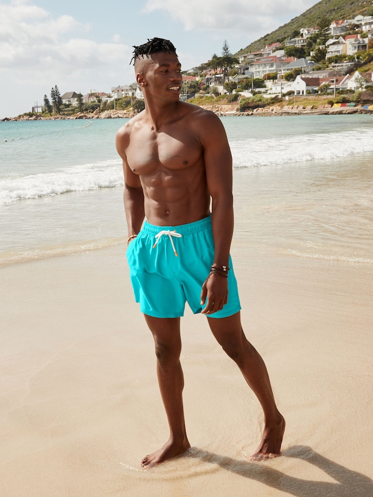 Turquoise Blue Plain Essential Swim Shorts - Image 2 of 8