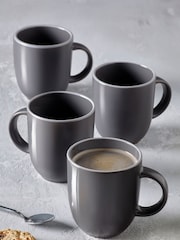 Set of 4 Charcoal Grey Warwick Mugs - Image 1 of 2