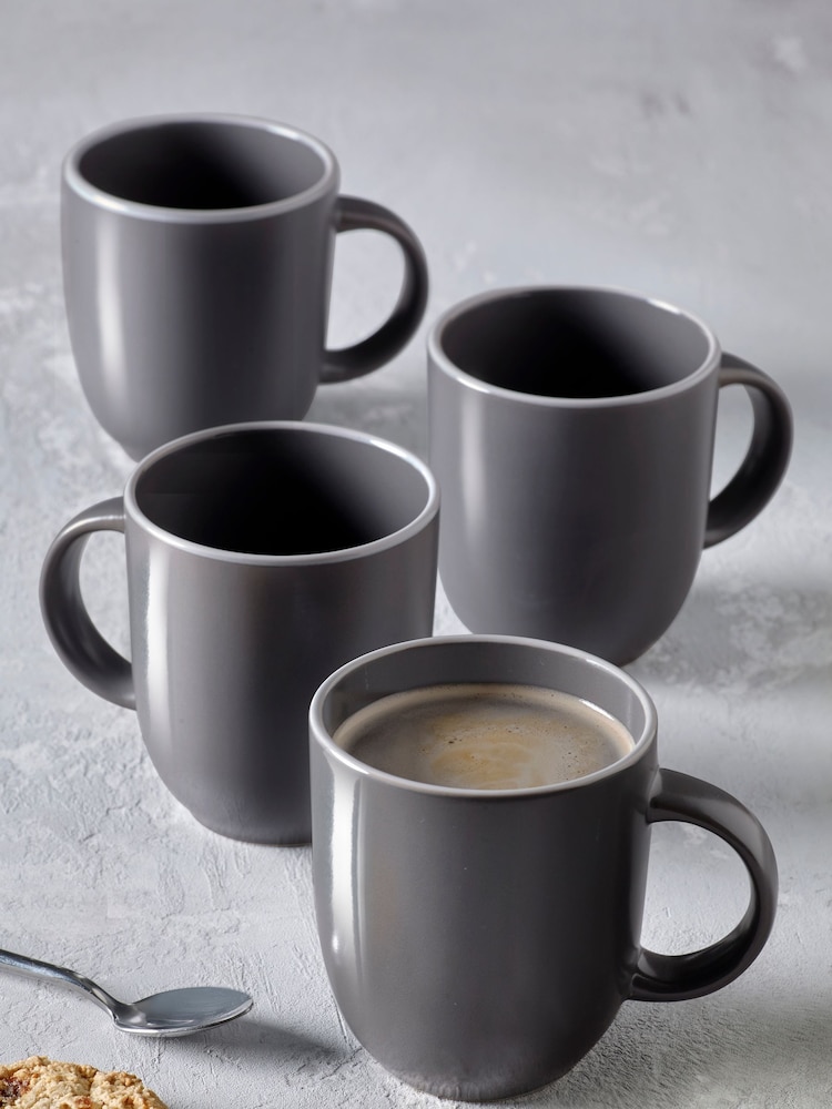 Set of 4 Charcoal Grey Warwick Mugs - Image 1 of 2