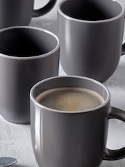 Set of 4 Charcoal Grey Warwick Mugs - Image 2 of 2