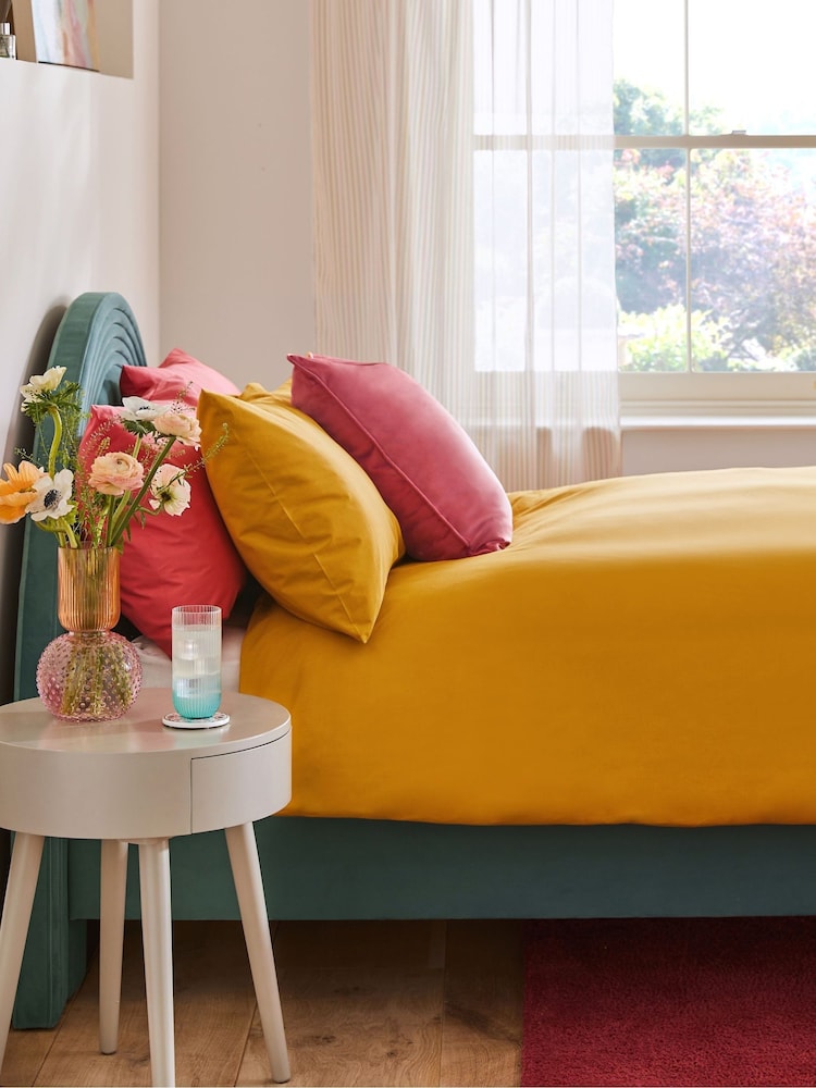 Yellow Mustard Cotton Rich Duvet Cover and Pillowcase Set - Image 1 of 4