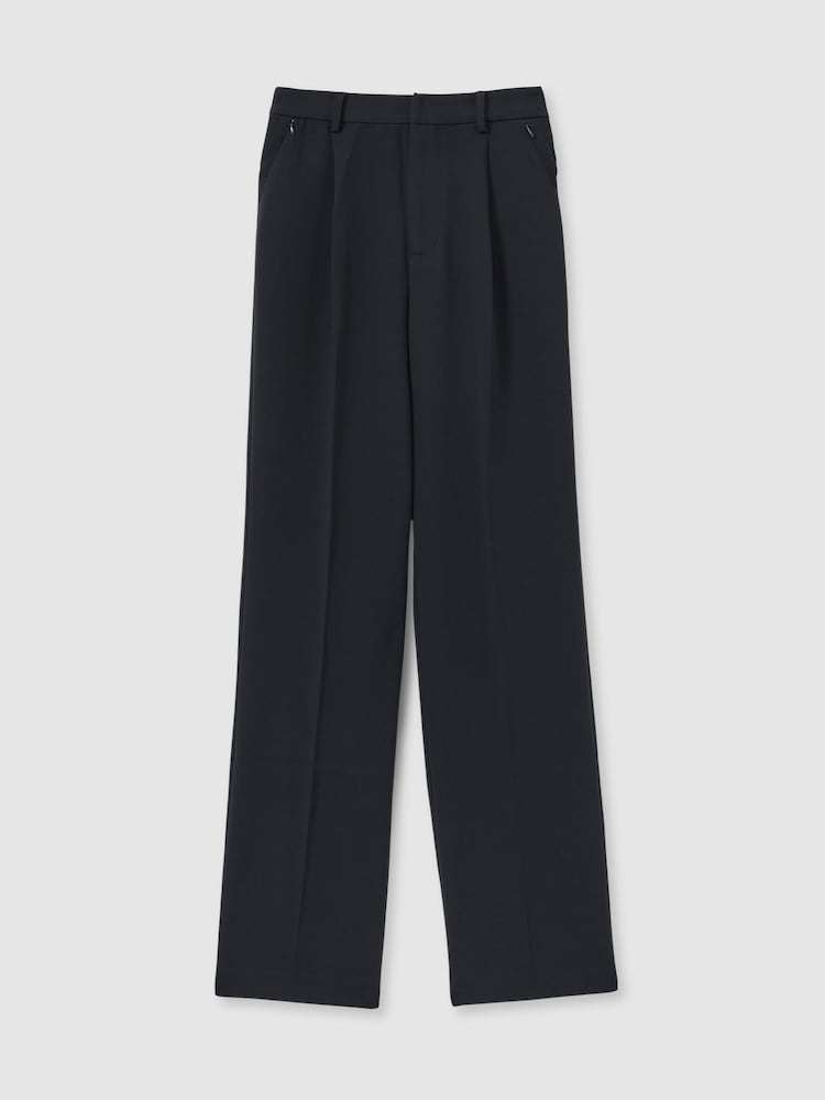 Good American Navy High Rise Pleat Front Trousers - Image 2 of 5