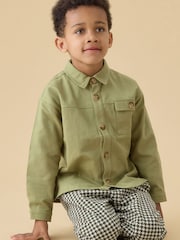 KIDLY by MORI Green Sage Soft Twill Button Down Overshirt - Image 1 of 2