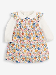 JoJo Maman Bébé Cream Mole Floral Print Cord Baby Dress & Body Set - Image 1 of 4