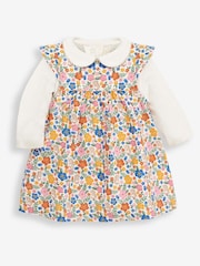 JoJo Maman Bébé Cream Mole Floral Print Cord Baby Dress & Body Set - Image 2 of 4