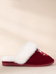 Chelsea Peers Red Corduroy Embroidered Musical Santa Slippers - Image 1 of 7