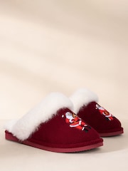 Chelsea Peers Red Corduroy Embroidered Musical Santa Slippers - Image 2 of 7