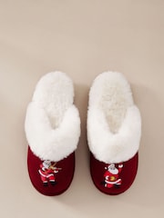 Chelsea Peers Red Corduroy Embroidered Musical Santa Slippers - Image 3 of 7