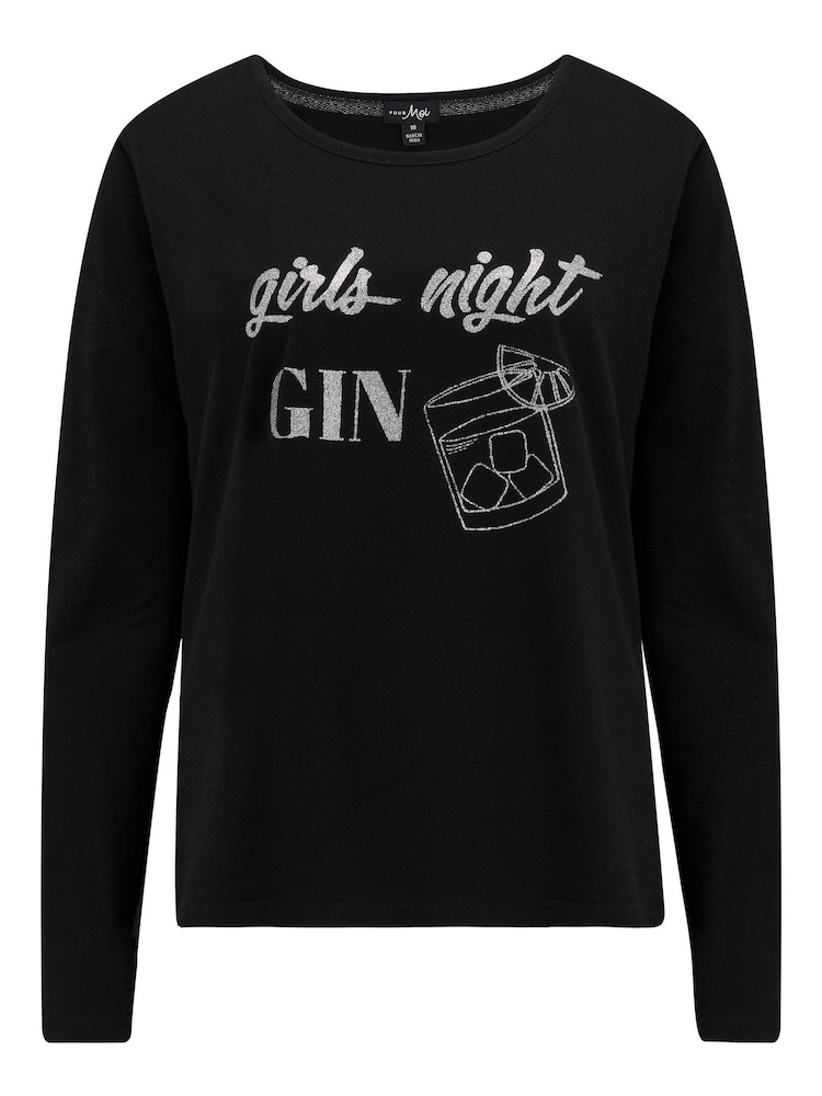 Pour Moi Black Girls Night Gin 100% Cotton Jersey Pyjamas Set - Image 8 of 8