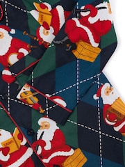 Chelsea Peers Blue Kids Cotton Argyle Musical Santa Print Long Pyjamas Set - Image 8 of 9