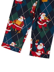 Chelsea Peers Blue Kids Cotton Argyle Musical Santa Print Long Pyjamas Set - Image 9 of 9