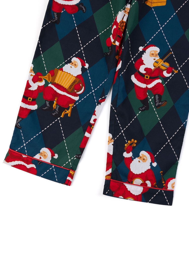 Chelsea Peers Blue Kids Cotton Argyle Musical Santa Print Long Pyjamas Set - Image 9 of 9 Chelsea Peers Blue Kids Cotton Argyle Musical Santa Print Long Pyjamas Set - Image 9 of 9