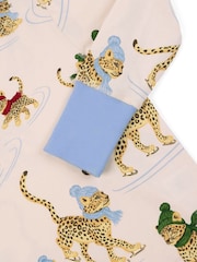 Chelsea Peers Natural Kids Cotton Ice Skating Leopards Print Long Pyjamas Set - Image 2 of 4