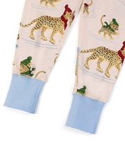 Chelsea Peers Natural Kids Cotton Ice Skating Leopards Print Long Pyjamas Set - Image 3 of 4