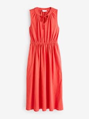 Celtic & Co. Red Organic Cotton Tie Neck Midi Dress - Image 2 of 2