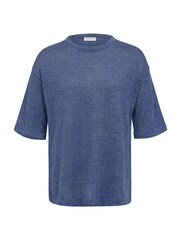 Celtic & Co. Blue Linen Organic Cotton Fine Knit T-Shirt - Image 2 of 3