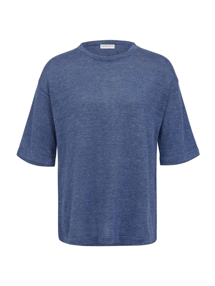 Celtic & Co. Blue Linen Organic Cotton Fine Knit T-Shirt - Image 2 of 3