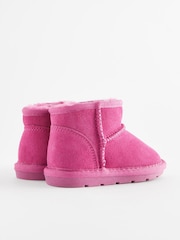 Bright Pink Suede Mini Faux Fur Lined Water Repellent Pull-On Suede Boots - Image 3 of 5