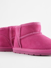 Bright Pink Suede Mini Faux Fur Lined Water Repellent Pull-On Suede Boots - Image 5 of 5