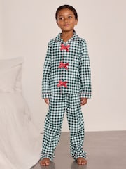 Chelsea Peers Green Kids Cotton Gingham Long Pyjamas Set - Image 1 of 8