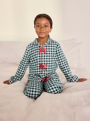 Chelsea Peers Green Kids Cotton Gingham Long Pyjamas Set - Image 2 of 8