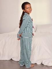 Chelsea Peers Green Kids Cotton Gingham Long Pyjamas Set - Image 3 of 8