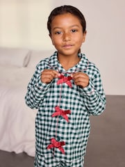 Chelsea Peers Green Kids Cotton Gingham Long Pyjamas Set - Image 4 of 8