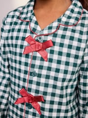 Chelsea Peers Green Kids Cotton Gingham Long Pyjamas Set - Image 5 of 8