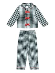 Chelsea Peers Green Kids Cotton Gingham Long Pyjamas Set - Image 6 of 8