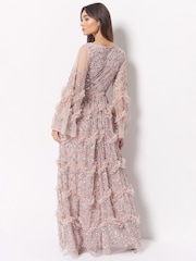 Maya Pink Embellished Long Sleeve Split Maxi Dress - Image 2 of 4