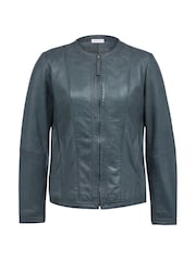 Celtic & Co. Grey Leather Collarless Jacket - Image 3 of 7