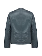 Celtic & Co. Grey Leather Collarless Jacket - Image 4 of 7