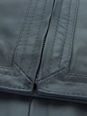 Celtic & Co. Grey Leather Collarless Jacket - Image 7 of 7