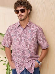 Cotton Traders Pink Signature Short Sleeve Soft Touch Print Shirt - Image 1 of 4