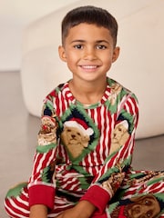 Chelsea Peers Red Kids Christmas Chip & Friends Stripe Print Long Pyjamas Set - Image 1 of 9