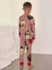 Chelsea Peers Red Kids Christmas Chip & Friends Stripe Print Long Pyjamas Set - Image 2 of 9