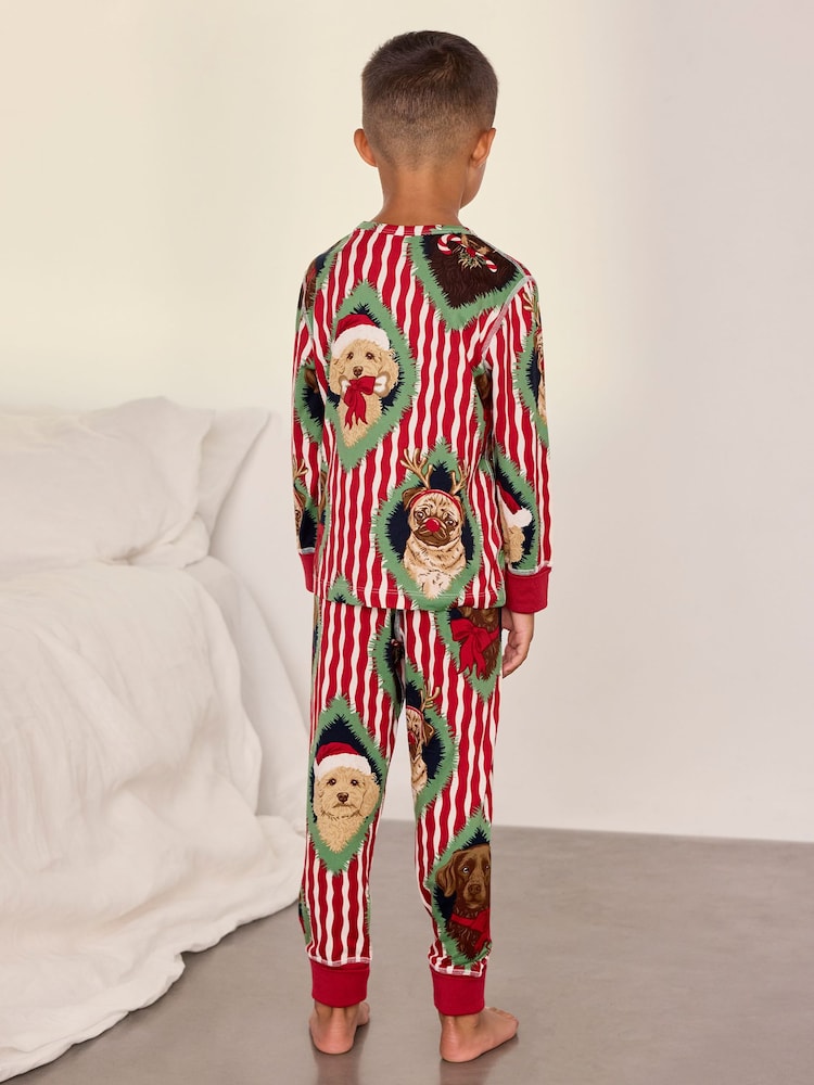 Chelsea Peers Red Kids Christmas Chip & Friends Stripe Print Long Pyjamas Set - Image 2 of 9 Chelsea Peers Red Kids Christmas Chip & Friends Stripe Print Long Pyjamas Set - Image 2 of 9