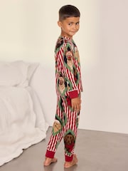 Chelsea Peers Red Kids Christmas Chip & Friends Stripe Print Long Pyjamas Set - Image 3 of 9