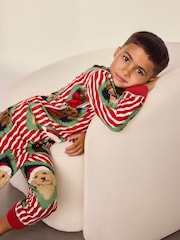 Chelsea Peers Red Kids Christmas Chip & Friends Stripe Print Long Pyjamas Set - Image 4 of 9
