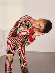 Chelsea Peers Red Kids Christmas Chip & Friends Stripe Print Long Pyjamas Set - Image 6 of 9