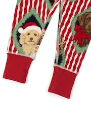 Chelsea Peers Red Kids Christmas Chip & Friends Stripe Print Long Pyjamas Set - Image 8 of 9