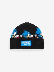 Black Sonic License Knitted Beanie Hat (3-16yrs) - Image 1 of 2