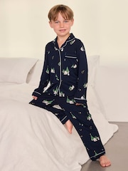 Chelsea Peers Blue TENCEL Modal Starlit Pines Print Long Pyjamas Set - Image 1 of 9