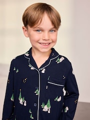 Chelsea Peers Blue TENCEL Modal Starlit Pines Print Long Pyjamas Set - Image 4 of 9