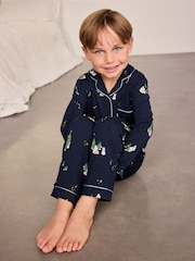 Chelsea Peers Blue TENCEL Modal Starlit Pines Print Long Pyjamas Set - Image 5 of 9