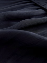 Navy Sheer Pintuck Pleated Blouse - Image 7 of 7