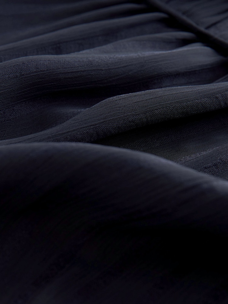 Navy Sheer Pintuck Pleated Blouse - Image 7 of 7